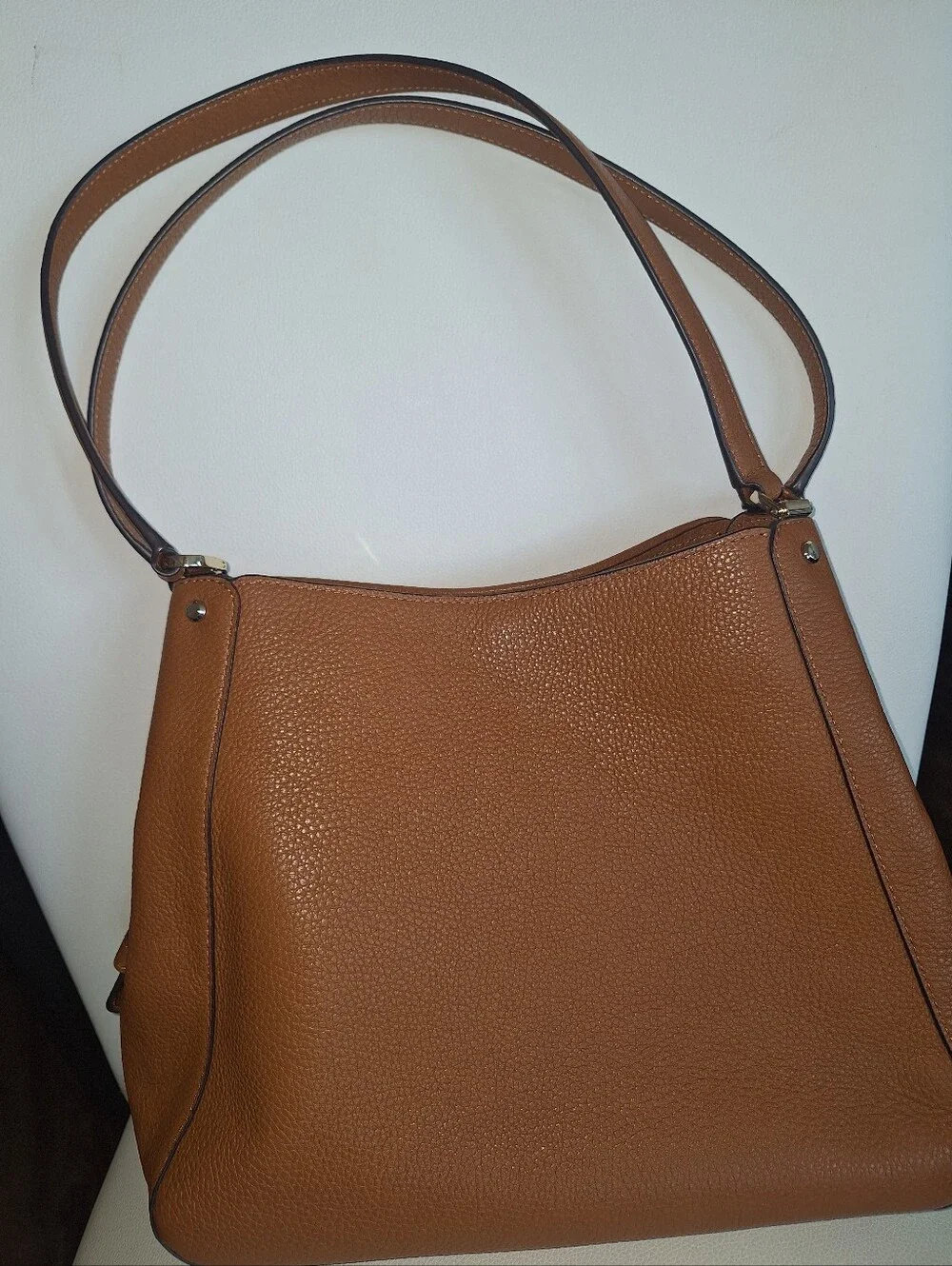 Kate Spade Brown & Tan Patchwork Leila Suede Medium Shoulder Bag EUC